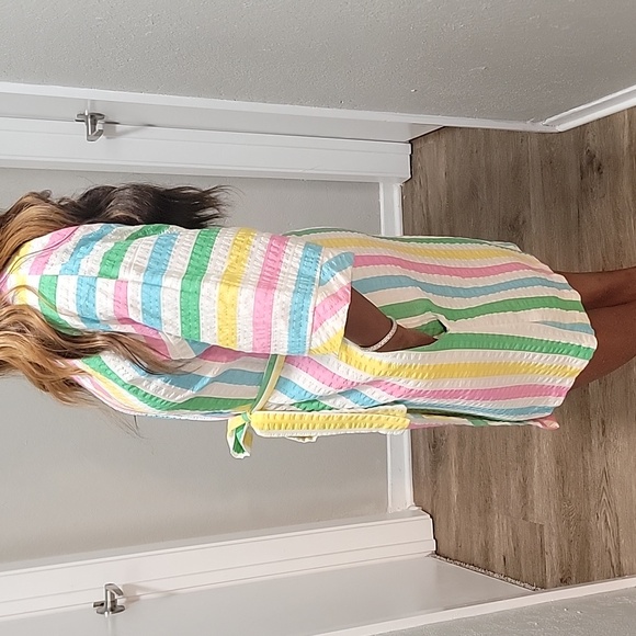 VTG | Vintage Multicolored Striped Kimono Style Robe - Picture 4 of 11
